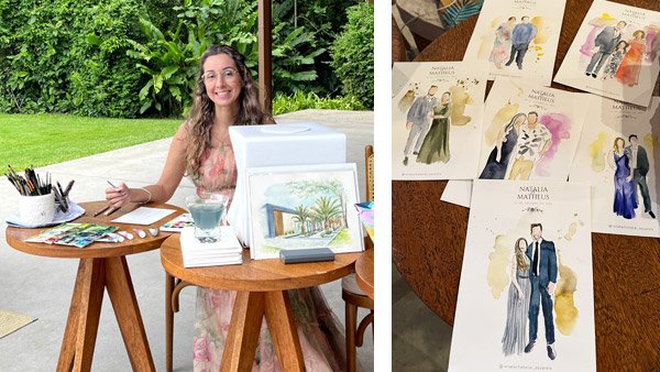 Live Wedding Painting - Pintura ao vivo em aquarela dos Convidados