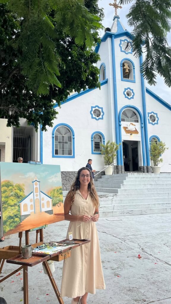 Aquarela ao vivo da cerimônia casamento RJ