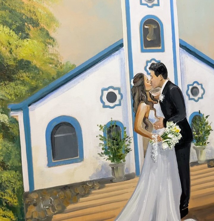 Aquarela ao vivo da cerimônia casamento RJ