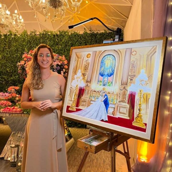Pintura ao Vivo Casamento Renata Chabetai - Igreja de Nossa Senhora da Candelária - Rio de Janeiro RJ