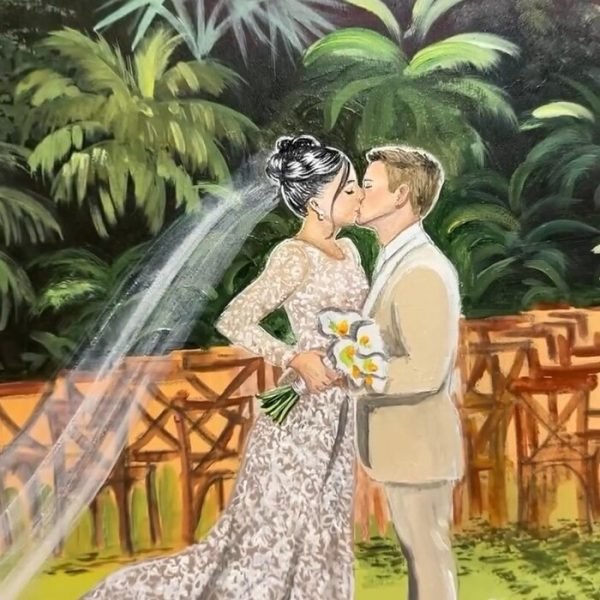 Pintura ao vivo em casamento Drica e Tibí