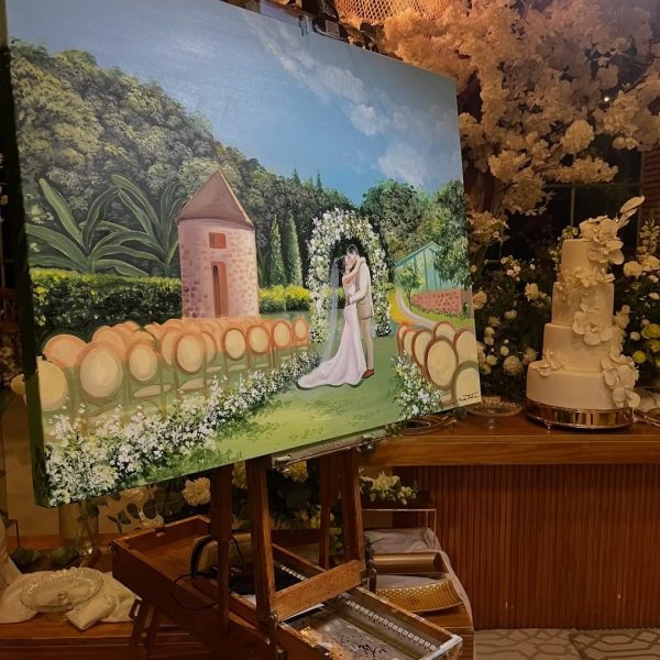 pintura ao vivo em casamento Aline e Diógenes